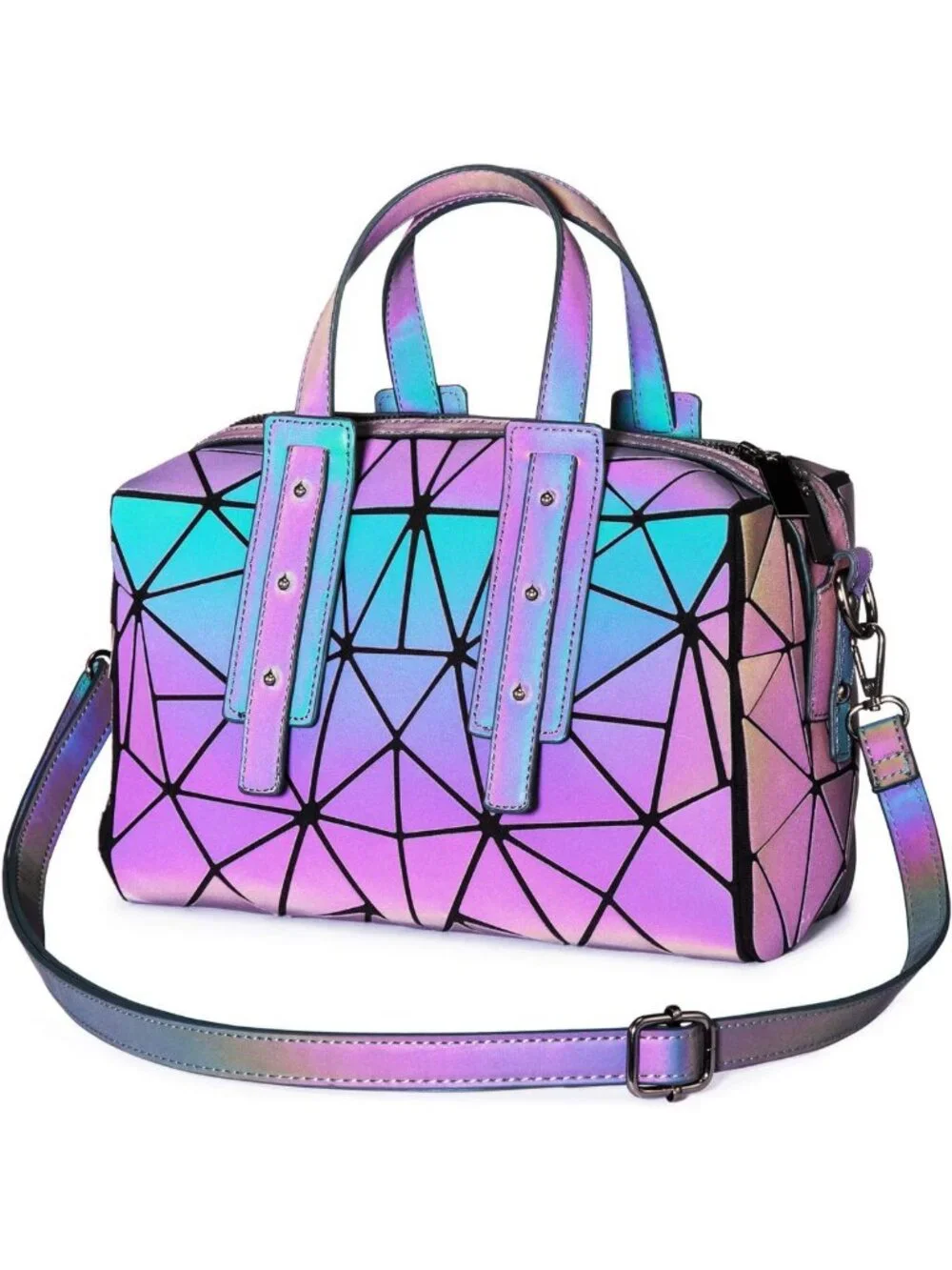Luminous Geometric Holographic Crossbody Bag & Wallet - Stylish Women's Handbag